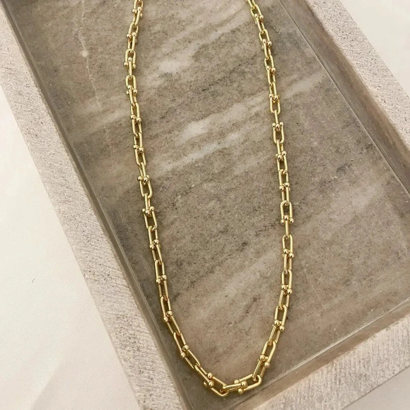 925 Sterling Silver U Link Necklace Chunky Link Necklace Modern Necklace - Picture 6 of 8